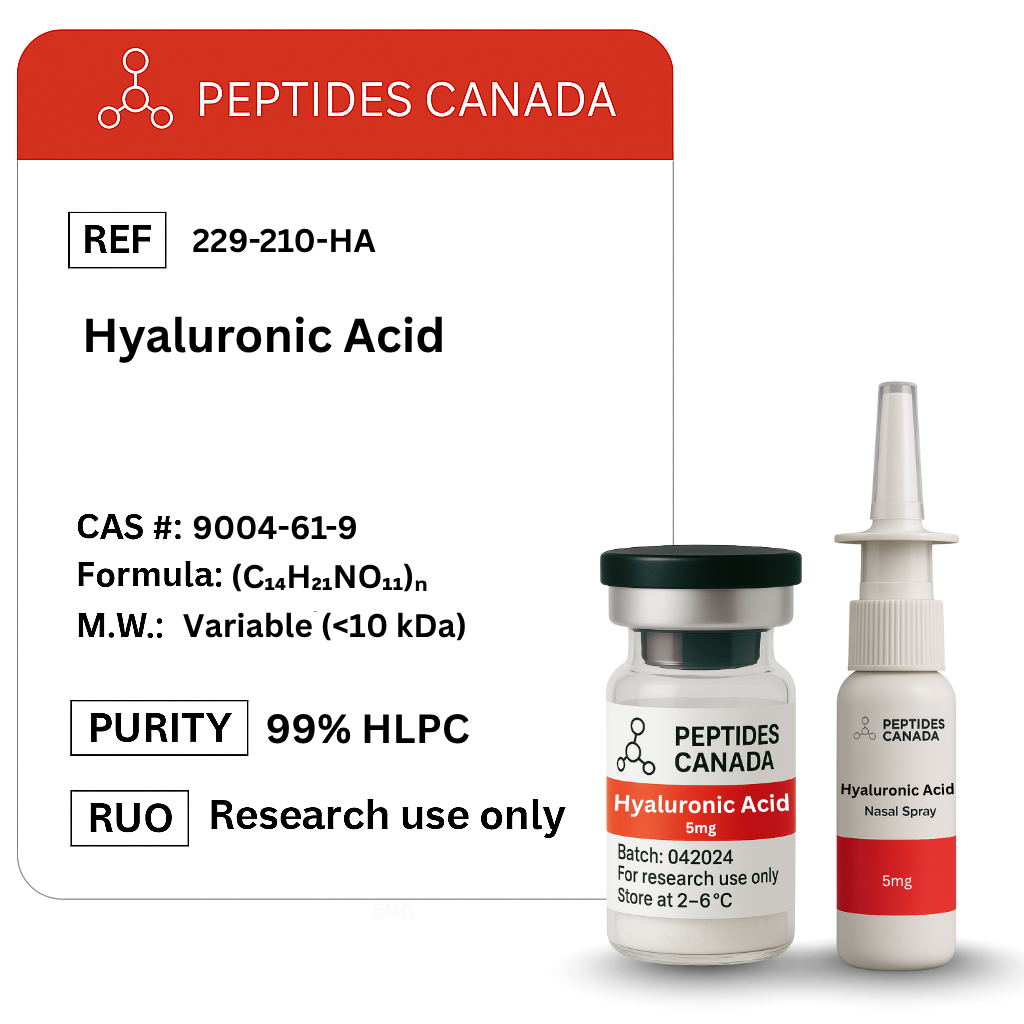 Hyaluronic Acid 5mg. Used for superior skin hydration and plumping.