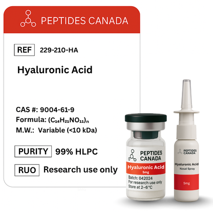 Hyaluronic Acid 5mg. Used for superior skin hydration and plumping.