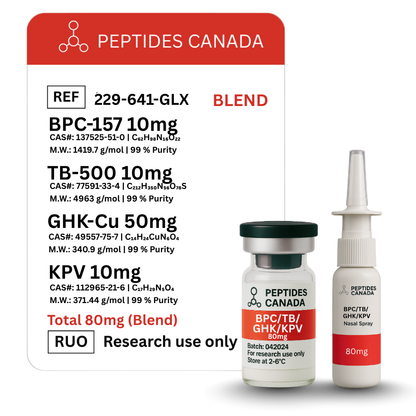 KLOW Blend - GHK-CU + TB-500 + BPC-157 + KPV 10mg - Total 80mg. An advanced blend for skin, healing, and inflammation.