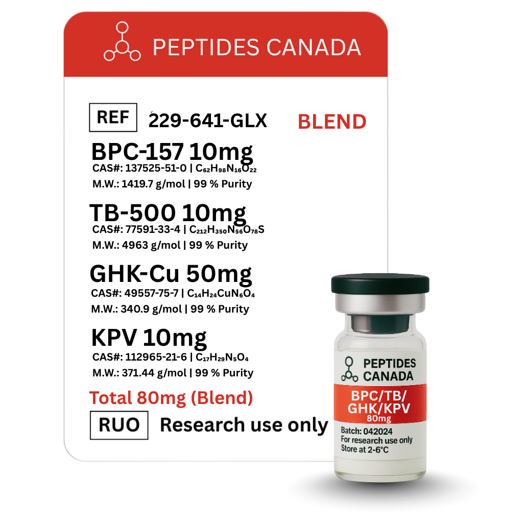 KLOW Blend - GHK-CU + TB-500 + BPC-157 + KPV 10mg - Total 80mg. An advanced blend for skin, healing, and inflammation.